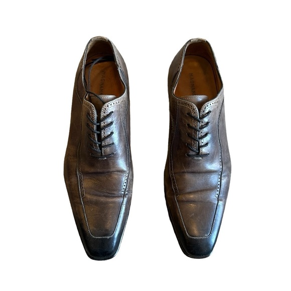Magnanni Square Toe Grey Brown Leather Dress Shoes Oxford main image 6